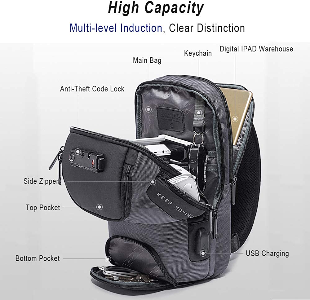 OZUKO Sling Backpack Sling Bag Crossbody Backpack Shoulder Casual Daypack Rucksack for Men - Image 7